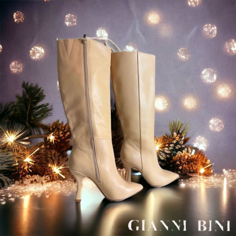 Gianni Bini LENNOXE Tall Leather Boot - NUDE